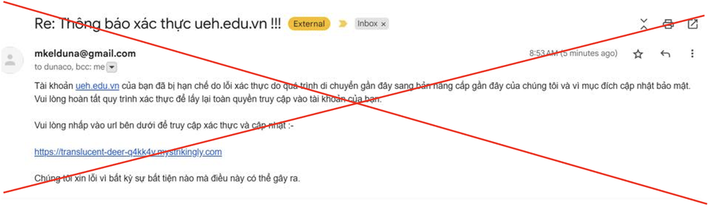 Xuất hiện email lạ, Đại học Kinh tế TPHCM cảnh báo tránh “sập bẫy - 1 Xuất hiện email lạ, Đại học Kinh tế TPHCM cảnh báo tránh “sập bẫy - 1