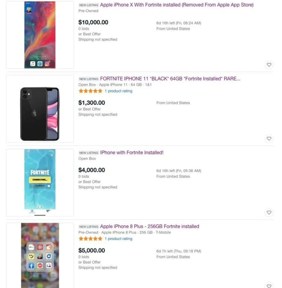 iPhone, iPad cài sẵn Fortnite được rao bán hàng chục ngàn USD - 2 iPhone, iPad cài sẵn Fortnite được rao bán hàng chục ngàn USD - 2