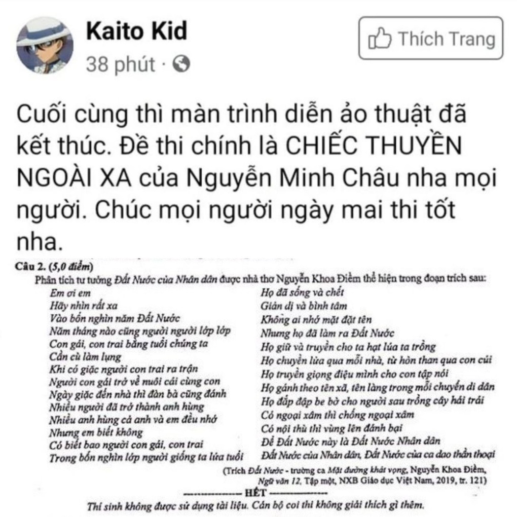 Lộ diện nhân vật Kaito Kid chuyên đoán đề thi văn bách phát bách trúng - 3