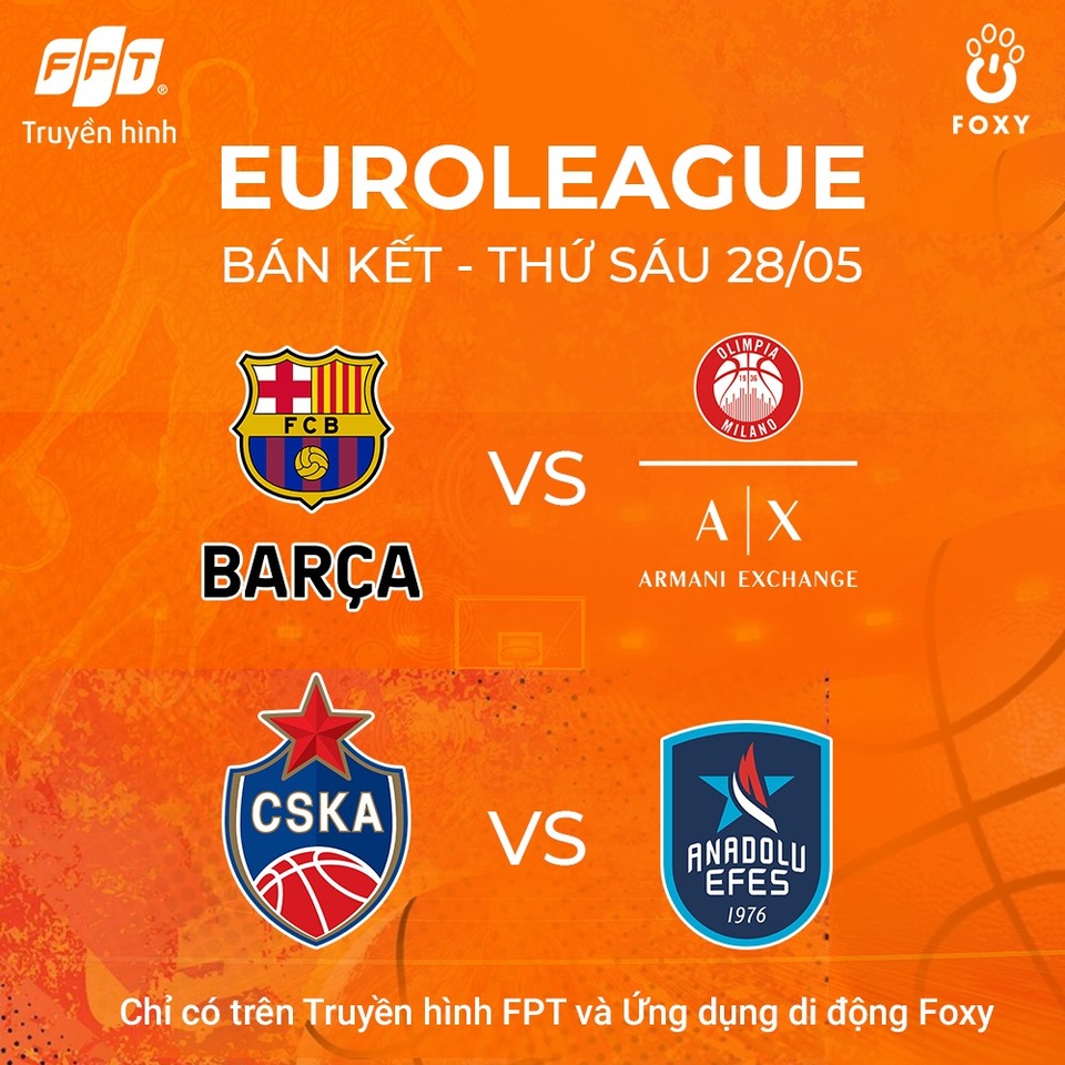 EuroLeague 2021: FC Barcelona, AX Milan, Anadolu Efes thẳng tiến Final Four - 5 EuroLeague 2021: FC Barcelona, AX Milan, Anadolu Efes thẳng tiến Final Four - 5