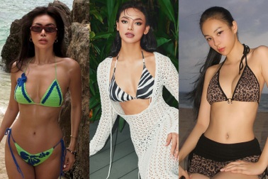 Loạt mỹ nhân Việt khoe dáng nóng bỏng với bikini họa tiết hoa lá, da báo