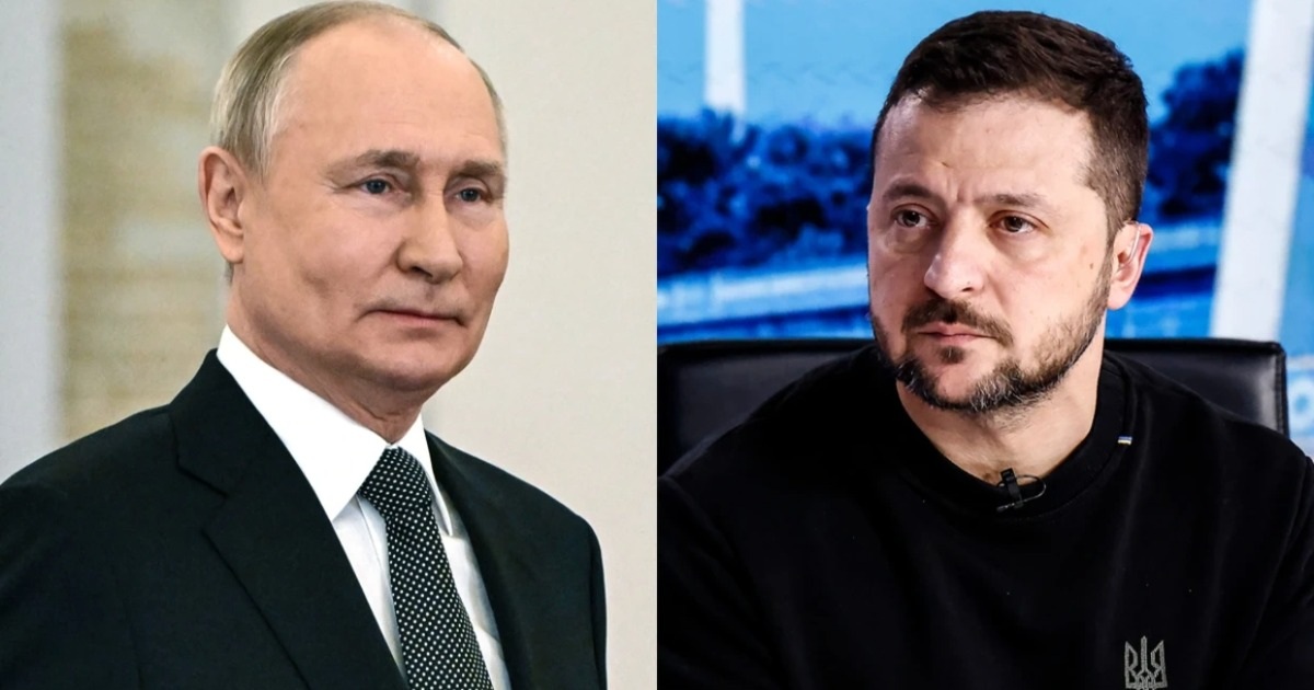 Tổng thống Nga Putin và người đồng cấp Ukraine Zelensky (Ảnh: AP).