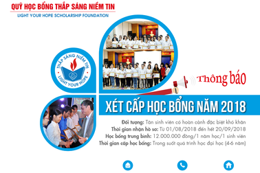 Quỹ học bổng Thắp Sáng Niềm Tin tiếp tục trao học bổng đến tân SV nghèo hiếu học năm 2018