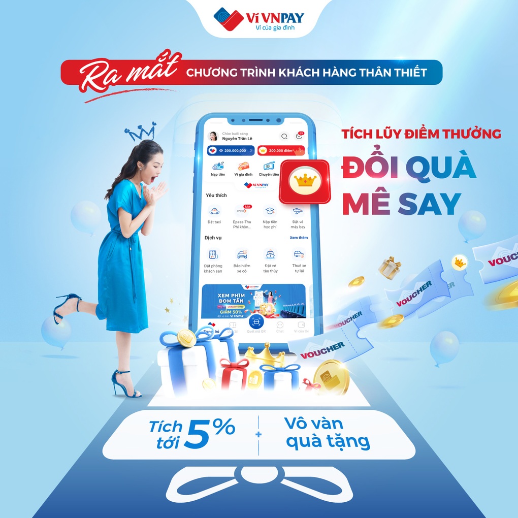 Ví VNPAY tích điểm thưởng đến 5% khi thanh toán cho khách hàng thân thiết - 1 Ví VNPAY tích điểm thưởng đến 5% khi thanh toán cho khách hàng thân thiết - 1