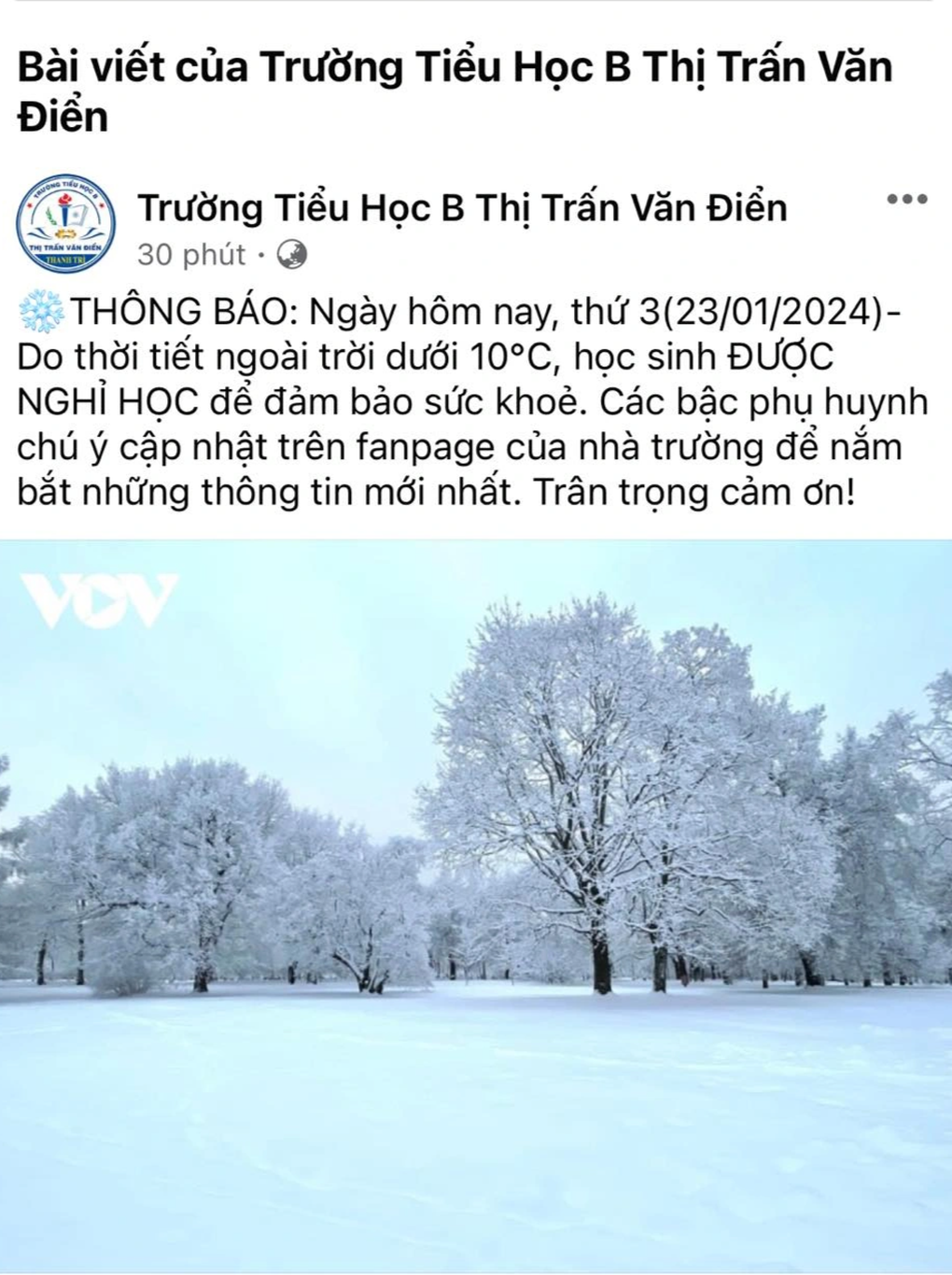 Hà Nội 9,9 độ, nhiều trường đồng loạt thông báo cho học sinh nghỉ học - 2