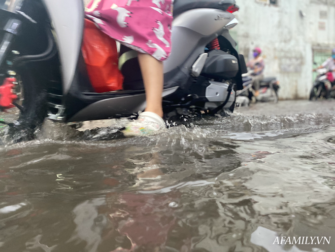 TP.HCM: Mưa lớn khiến đường ngập, cây gãy và kẹt xe, người dân lại khốn khổ lội bì bõm về nhà - Ảnh 4.