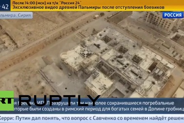 Thành cổ Palmyra của Syria nhìn từ trên cao