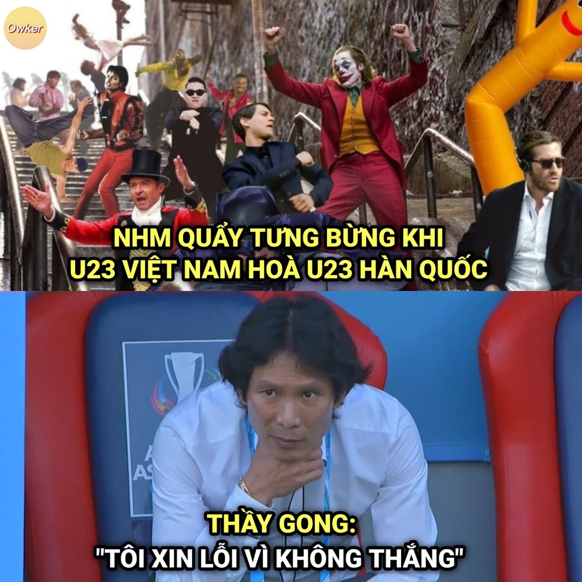 Trong khi cổ động viên Việt Nam vui mừng vì kết quả hòa, huấn luyện viên Gong Oh Kyun lại đưa ra lời xin lỗi vì không thể giành được chiến thắng (Ảnh: Fandom Owker). Trong khi cổ động viên Việt Nam vui mừng vì kết quả hòa, huấn luyện viên Gong Oh Kyun lại đưa ra lời xin lỗi vì không thể giành được chiến thắng (Ảnh: Fandom Owker).