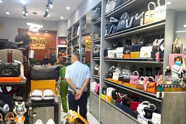 Thu giữ nhiều túi xách Gucci, Dior nghi hàng giả tại một cửa hàng ở Long An