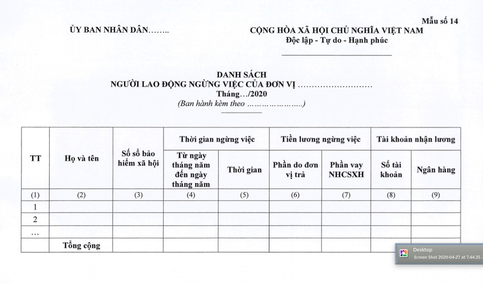 Các phụ lục kèm theo Quyết định 15/QĐ-TTg về gói hỗ trợ 62.000 tỷ đồng - 16 Các phụ lục kèm theo Quyết định 15/QĐ-TTg về gói hỗ trợ 62.000 tỷ đồng - 16