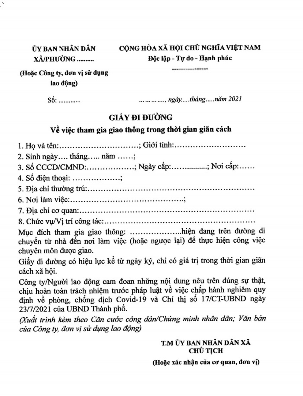 Người từ tỉnh ngoài vào Hà Nội cần giấy xác nhận theo mẫu nào? - 1 Người từ tỉnh ngoài vào Hà Nội cần giấy xác nhận theo mẫu nào? - 1