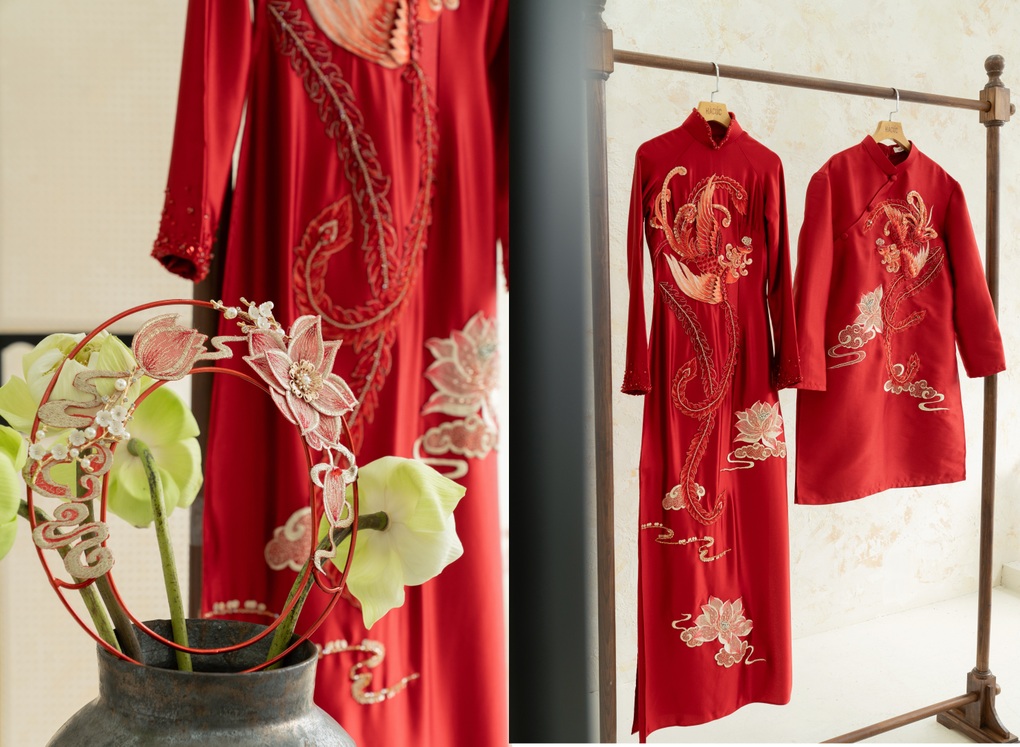 Vợ Quang Hải diện áo dài thêu chỉ vàng, đội mấn đặc biệt trong lễ ăn hỏi - 4 Vợ Quang Hải diện áo dài thêu chỉ vàng, đội mấn đặc biệt trong lễ ăn hỏi - 4