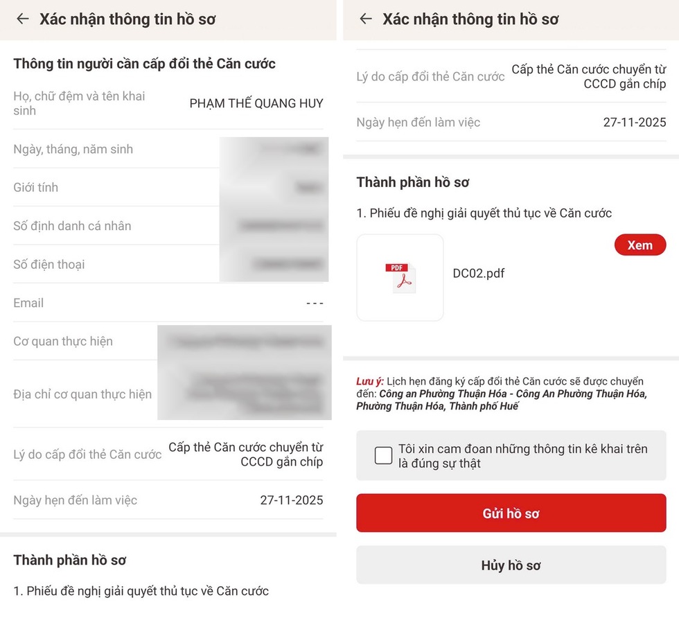 Hướng dẫn làm lại, cấp mới thẻ Căn cước thông qua ứng dụng VNeID - 5