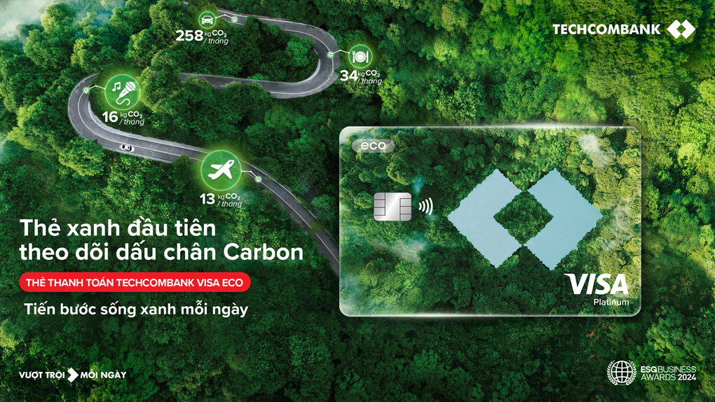 Techcombank Visa Eco: thẻ xanh theo dõi dấu chân carbon cho khách hàng sống xanh mỗi ngày - 1 Techcombank Visa Eco: thẻ xanh theo dõi dấu chân carbon cho khách hàng sống xanh mỗi ngày - 1