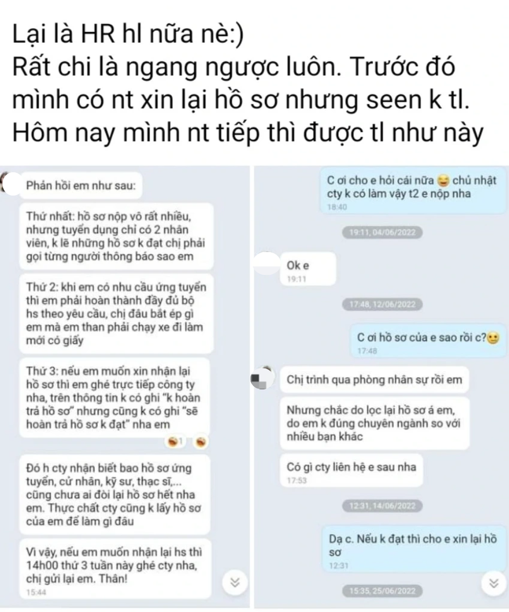 Ứng viên rớt tuyển đòi lại hồ sơ, bêu nhà tuyển dụng gây tranh cãi - 2 Ứng viên rớt tuyển đòi lại hồ sơ, bêu nhà tuyển dụng gây tranh cãi - 2