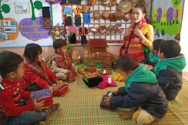 Độc đáo "không gian văn hóa truyền thống" của một trường học mầm non