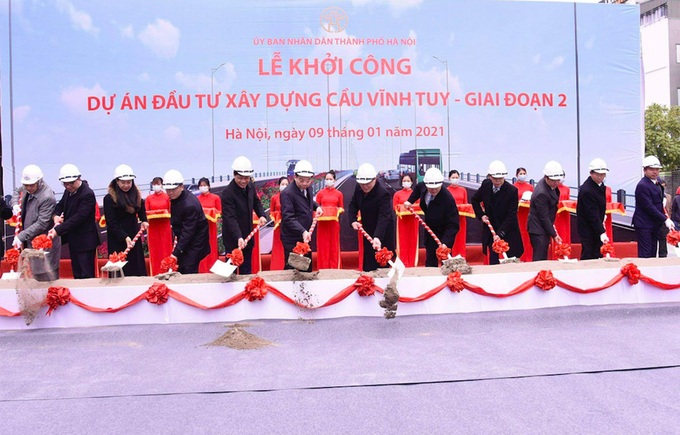 Hà Nội khởi công dự án cầu Vĩnh Tuy giai đoạn 2 - Ảnh 1. Hà Nội khởi công dự án cầu Vĩnh Tuy giai đoạn 2 - Ảnh 1.