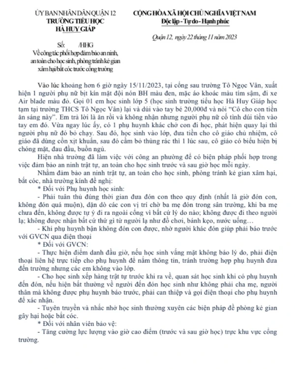 ការពិតអំពីព័ត៌មានដែលជនចម្លែកម្នាក់ឲ្យលុយសិស្សក្នុងបំណងចាប់ជំរិត - ១ Sự thật về thông tin người lạ cho tiền học sinh với ý đồ bắt cóc - 1