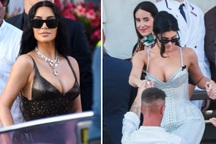 Chị em Kim Kardashian mặc hở bạo, bị chê cười tại tiệc cưới tỷ phú