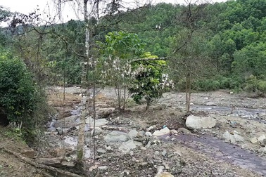 Hiện trường vụ sạt lở ở xã Trà Bui