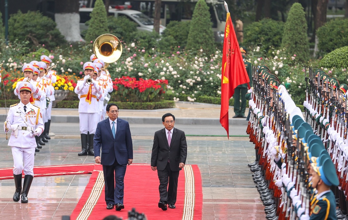Thủ tướng Phạm Minh Chính chủ trì lễ đón chính thức Thủ tướng Lào - 4 Thủ tướng Phạm Minh Chính chủ trì lễ đón chính thức Thủ tướng Lào - 4