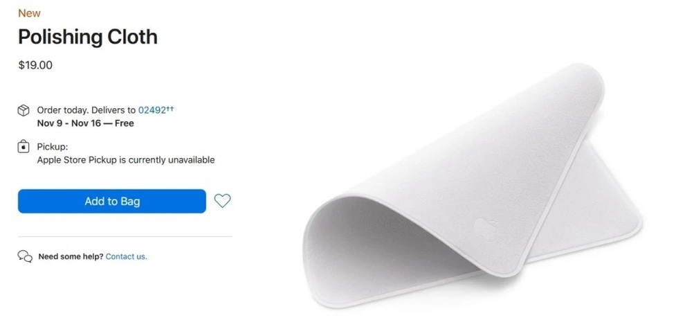 Tấm khăn lau màn hình đang được Apple bán với giá 19 USD. Tấm khăn lau màn hình đang được Apple bán với giá 19 USD.