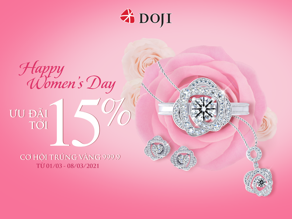 DOJI tung ưu đãi 15% cùng cơ hội trúng vàng 999.9 dịp 8/3 - 1 DOJI tung ưu đãi 15% cùng cơ hội trúng vàng 999.9 dịp 8/3 - 1