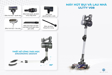 Máy hút bụi và lau nhà Ultty V08 giúp nhà sạch đẹp