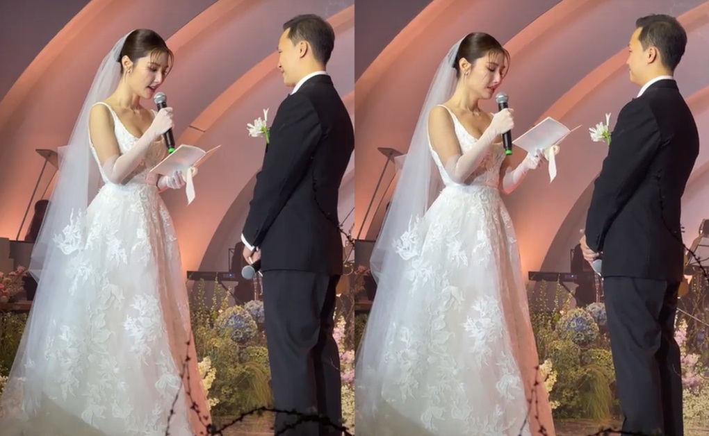 Diễm My 9X và chồng doanh nhân rơi nước mắt đọc lời thề ở lễ cưới xa hoa - 2