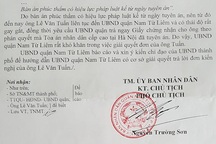 Phán quyết của TAND Cấp cao bị "xếp xó": UBND quận Nam Từ Liêm xin chỉ đạo!