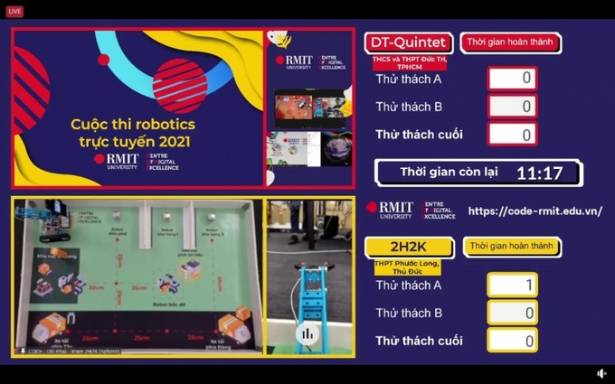 Cuộc thi Robotics trực tuyến thu hút nhiều em học sinh tham gia. Ảnh: Hoàng Ngọc