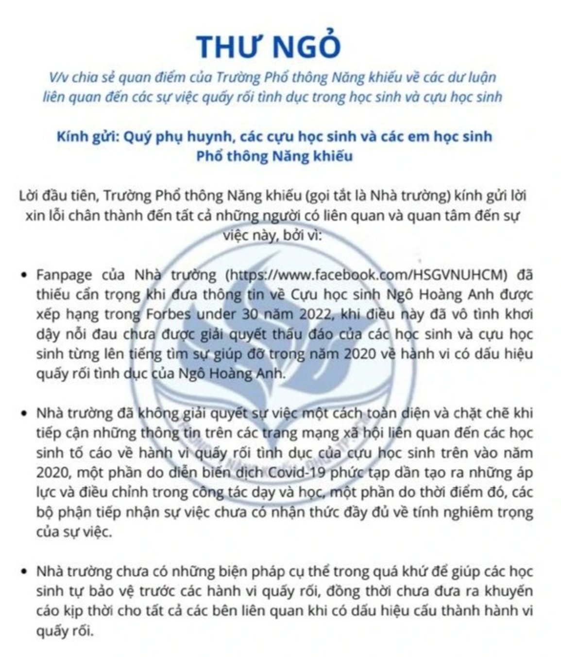 Ngô Hoàng Anh bị tố quấy rối: Thầy cô từng khuyên dù sao cũng là đồng môn - 2 Ngô Hoàng Anh bị tố quấy rối: Thầy cô từng khuyên dù sao cũng là đồng môn - 2