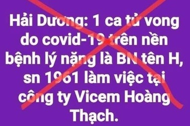 Hải Dương bác thông tin một ca mắc Covid-19 tử vong