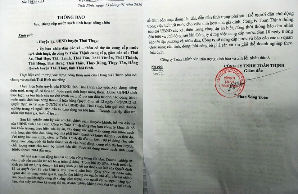 Hàng nghìn hộ dân có nguy cơ bị cắt nước sạch sinh hoạt trong dịp Tết - 1 Hàng nghìn hộ dân có nguy cơ bị cắt nước sạch sinh hoạt trong dịp Tết - 1