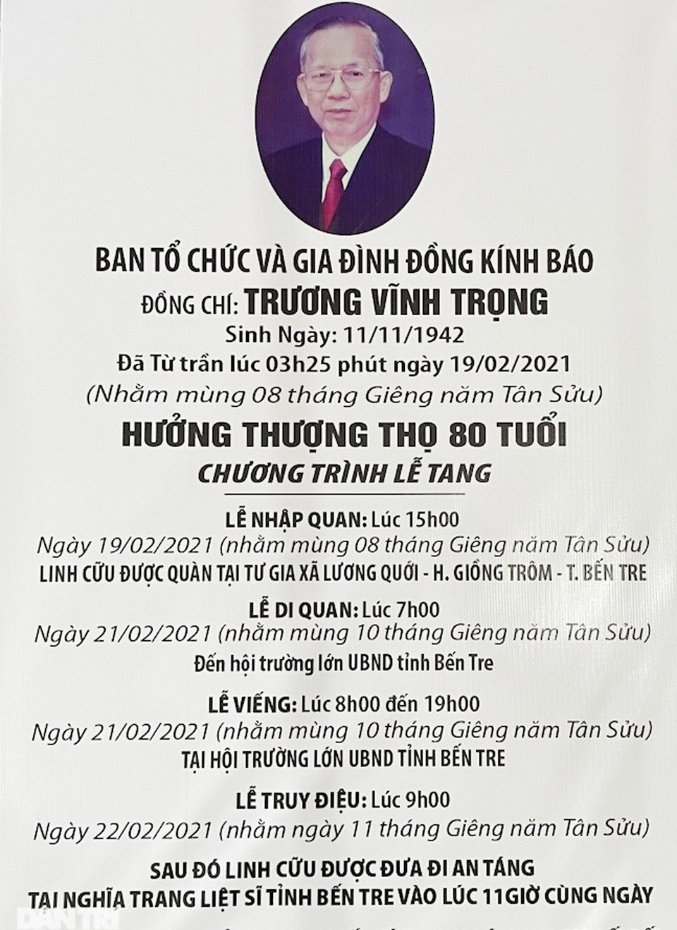 Những dòng tiễn biệt nguyên Phó Thủ tướng Trương Vĩnh Trọng - 13 Những dòng tiễn biệt nguyên Phó Thủ tướng Trương Vĩnh Trọng - 13