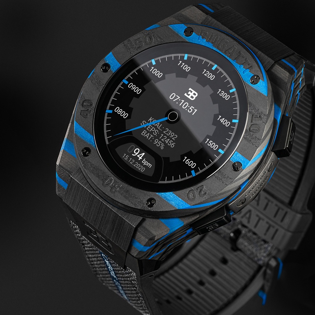 Bugatti ra mắt đồng hồ thông minh đầu tiên bằng vật liệu sợi carbon - 3 Bugatti ra mắt đồng hồ thông minh đầu tiên bằng vật liệu sợi carbon - 3