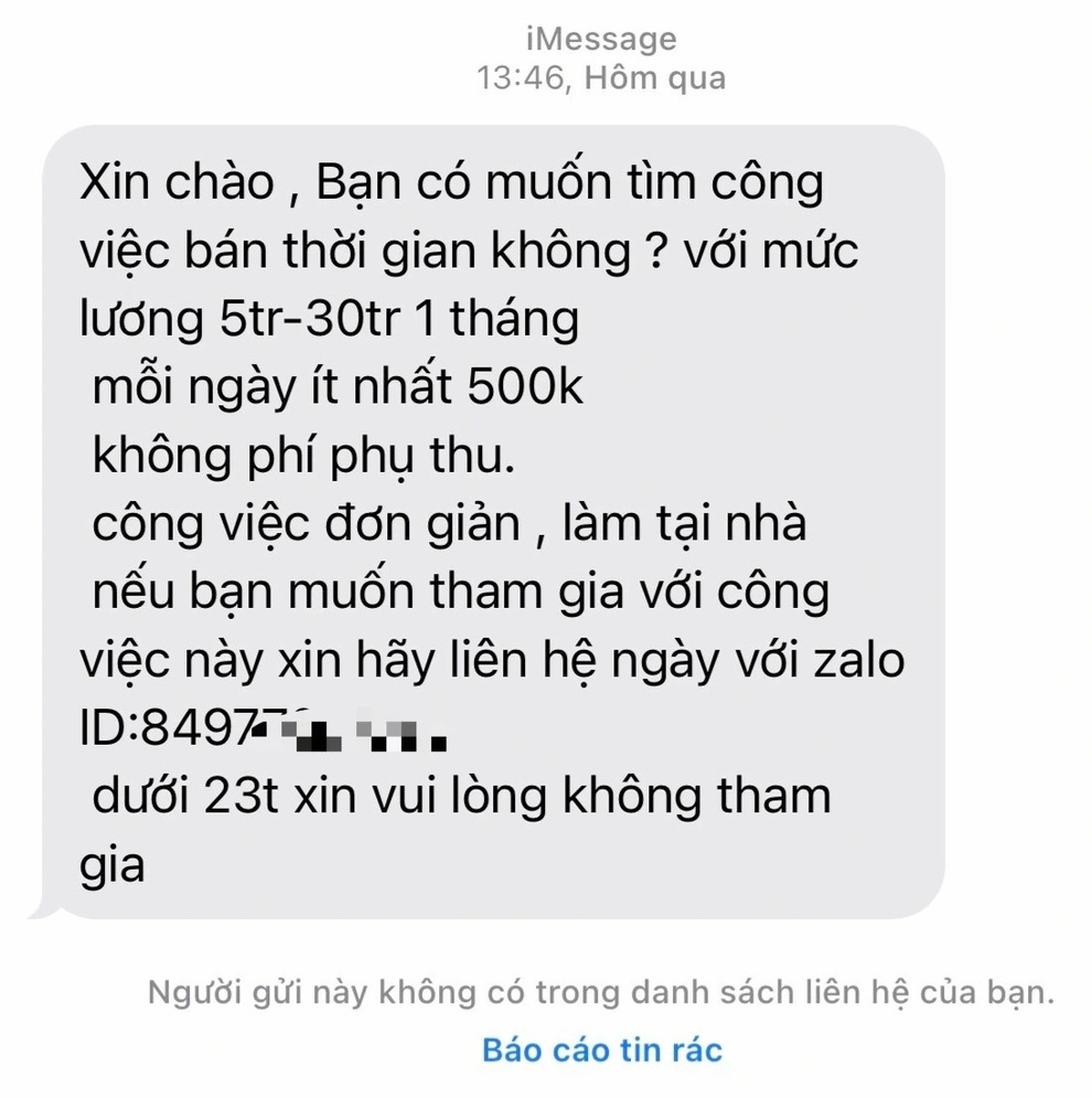 Phiền phức vì bị mời chào việc nhẹ lương cao, hứa hẹn lãi suất 30%/ngày - 1
