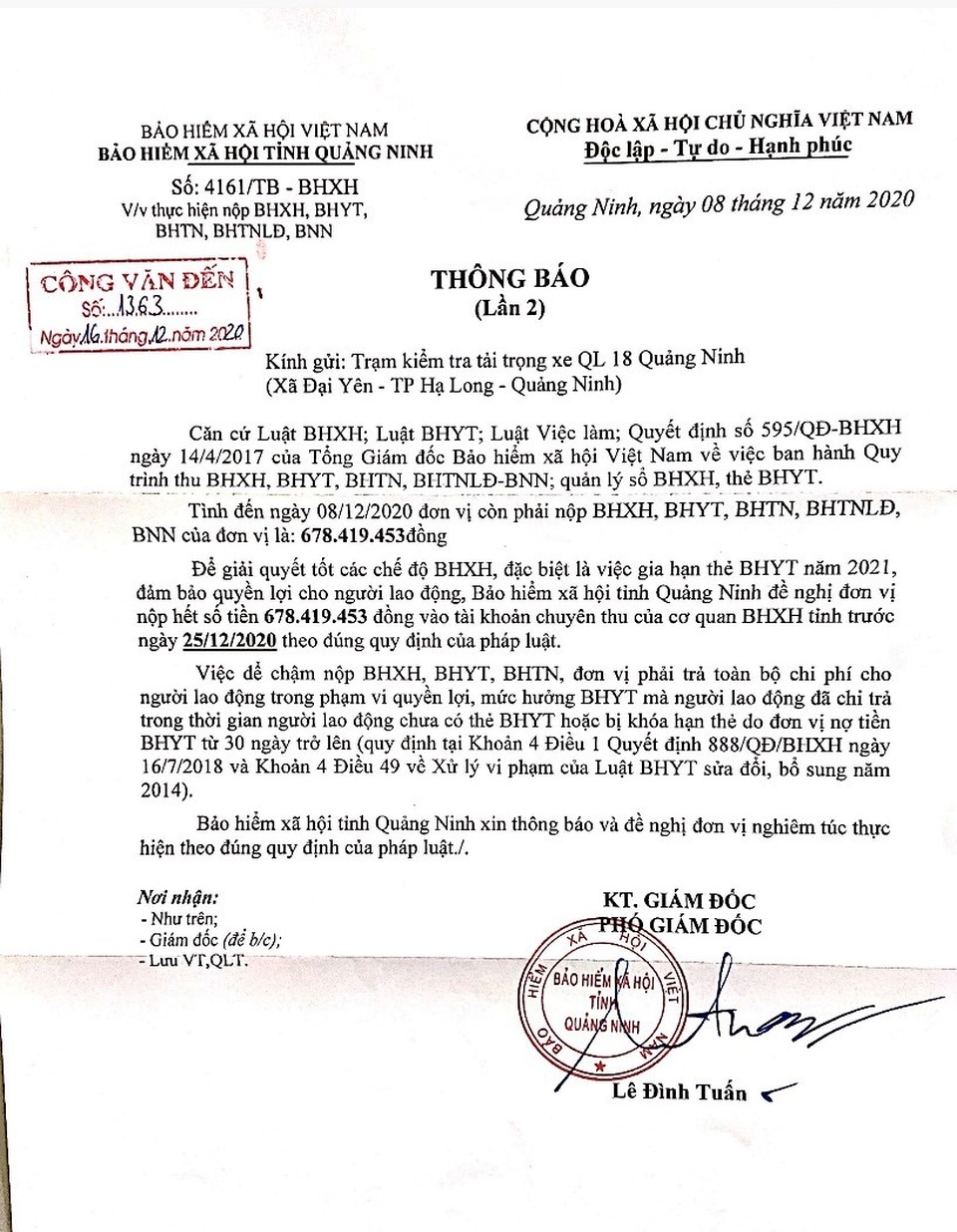 Hơn 30 cán bộ trạm cân bị nợ lương lại có nguy cơ bị cắt bảo hiểm - 2 Hơn 30 cán bộ trạm cân bị nợ lương lại có nguy cơ bị cắt bảo hiểm - 2