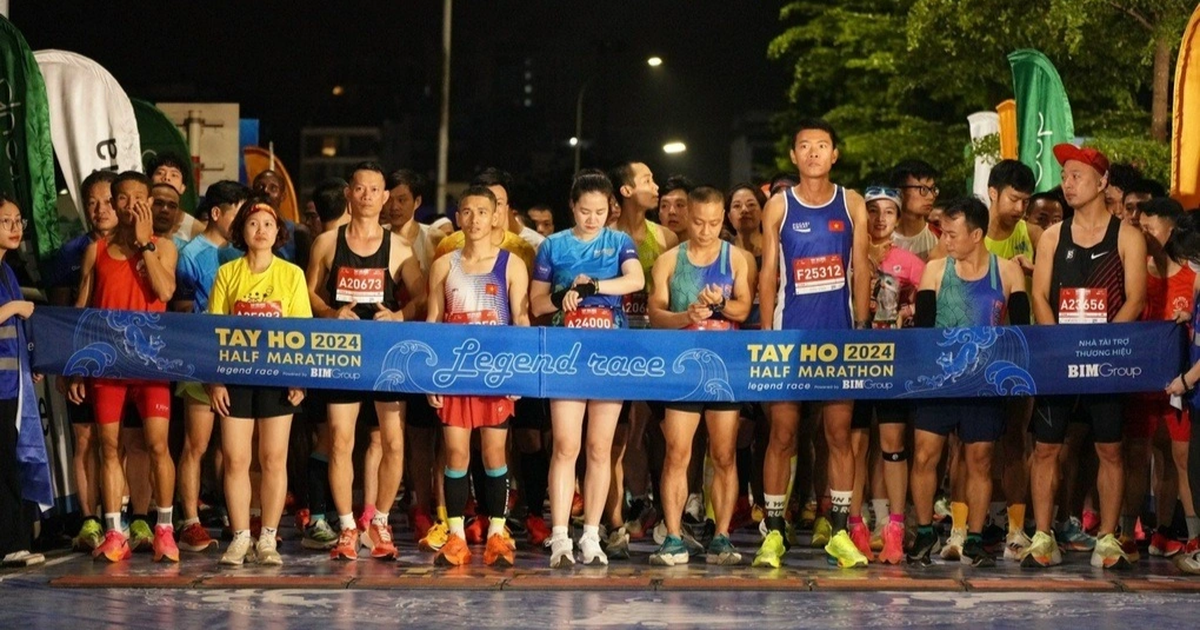 Nhiều VĐV tham gia giải chạy Tay Ho Half Marathon hôm 14/4 (Ảnh: THHM).