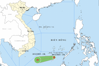 Xuất hiện vùng áp thấp ở Nam Biển Đông