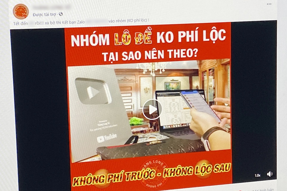 Quảng cáo lô đề tràn lan trên Facebook - 1 Quảng cáo lô đề tràn lan trên Facebook - 1
