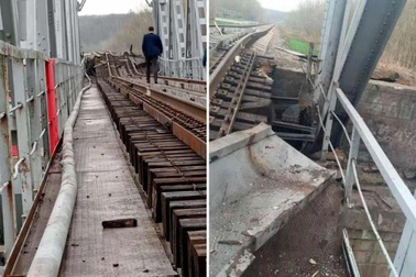 Cầu đường sắt vận chuyển vũ khí của Nga nằm sát Ukraine bị phá hủy