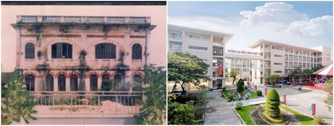 Trường Cao đẳng Công nghiệp Huế xưa và nay. (Ảnh: hueic.edu.vn)