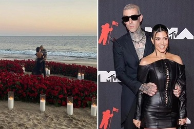 Chồng cũ hoa hậu Mỹ xếp hàng trăm bông hoa trên biển để cầu hôn Kourtney