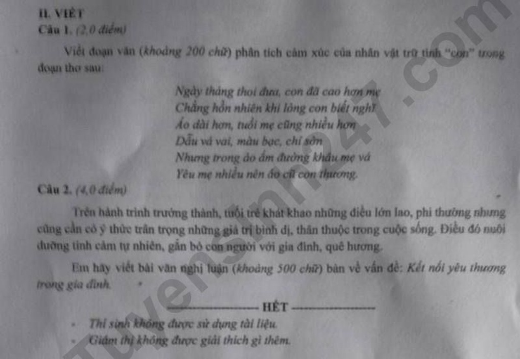 សំណួរ-ចម្លើយ អក្សរសិល្ប៍ សម្រាប់ថ្នាក់ទី១០ ខេត្ត Kon Tum 2025 - 2 Đề thi và đáp án môn văn lớp 10 tỉnh Kon Tum 2025 - 2