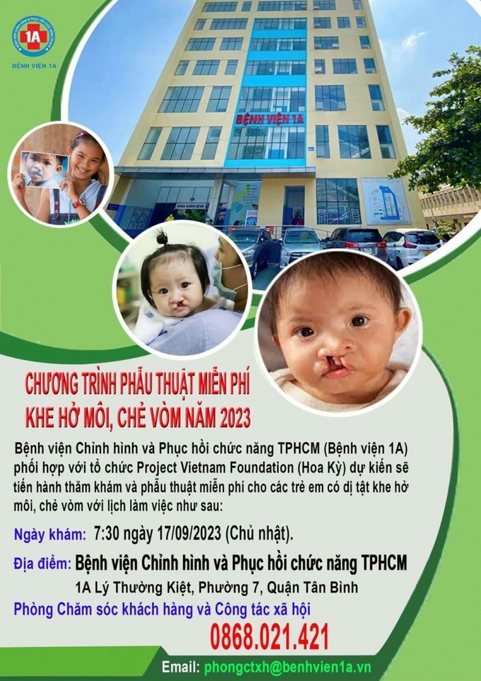 Thông tin chi tiết về chương trình. (Ảnh: Bệnh viện cung cấp).