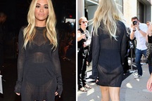 Ca sỹ gợi cảm mặc váy lộ nội y đi xem thời trang