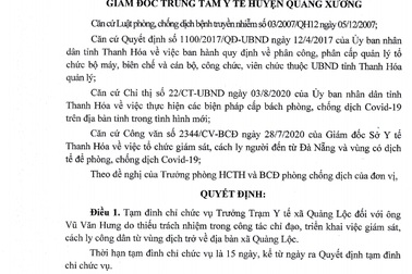 Thêm một cán bộ bị đình chỉ chức vụ vì lơ là chống dịch