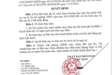 Chủ tịch tỉnh chỉ đạo "hỏa tốc" vụ dừng khen thưởng cho học sinh