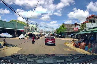 Nữ tài xế thản nhiên dừng ô tô giữa ngã tư để đi chợ